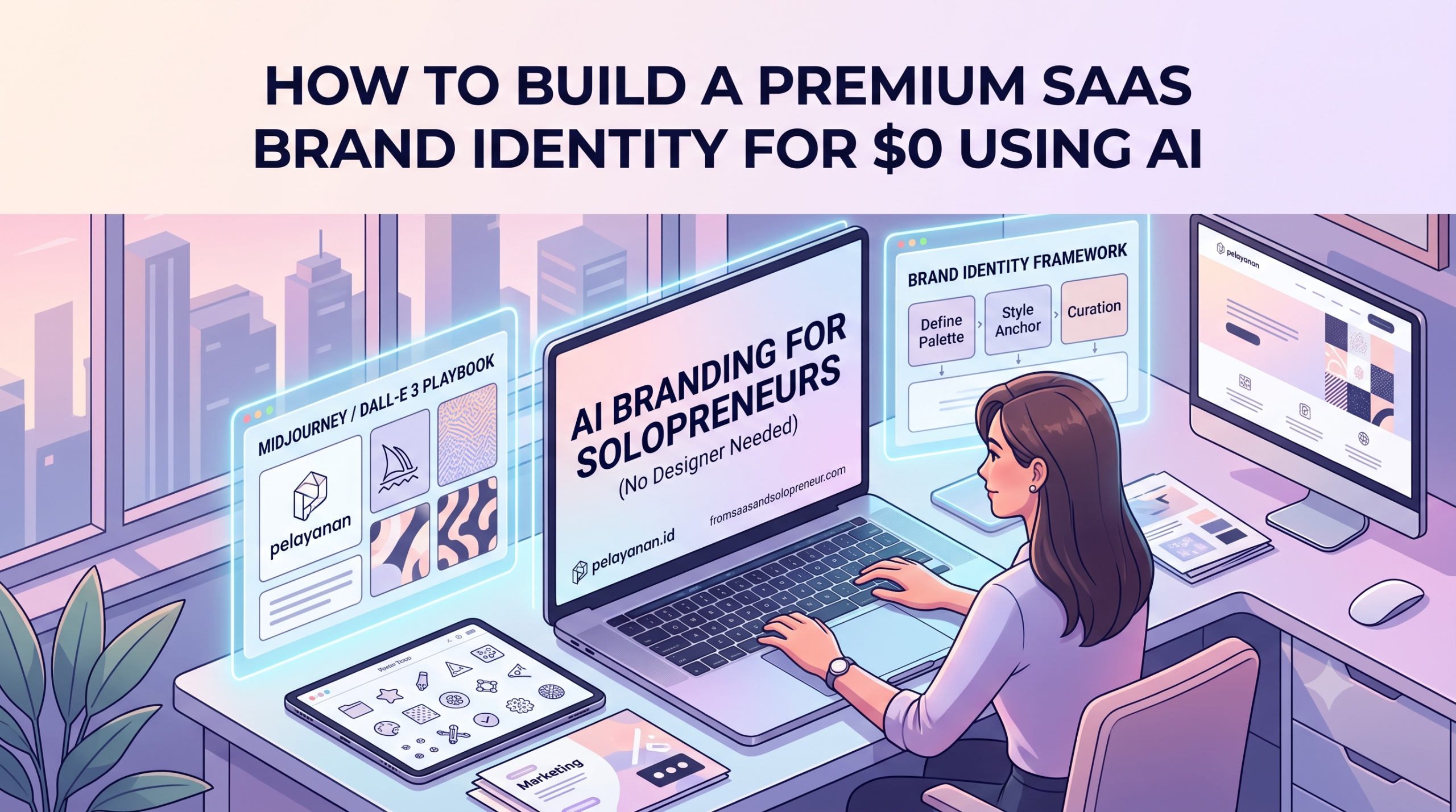 isometric claymation tech graphic for AI branding for solopreneurs