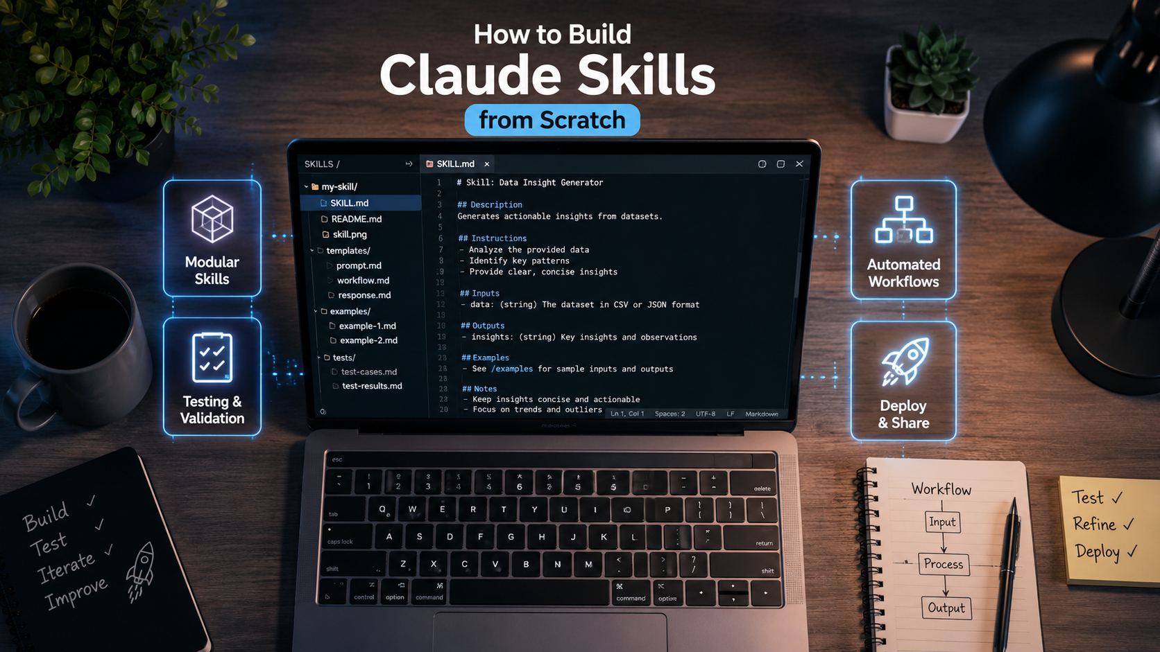 How to build Claude skills SKILL.md architecture diagram